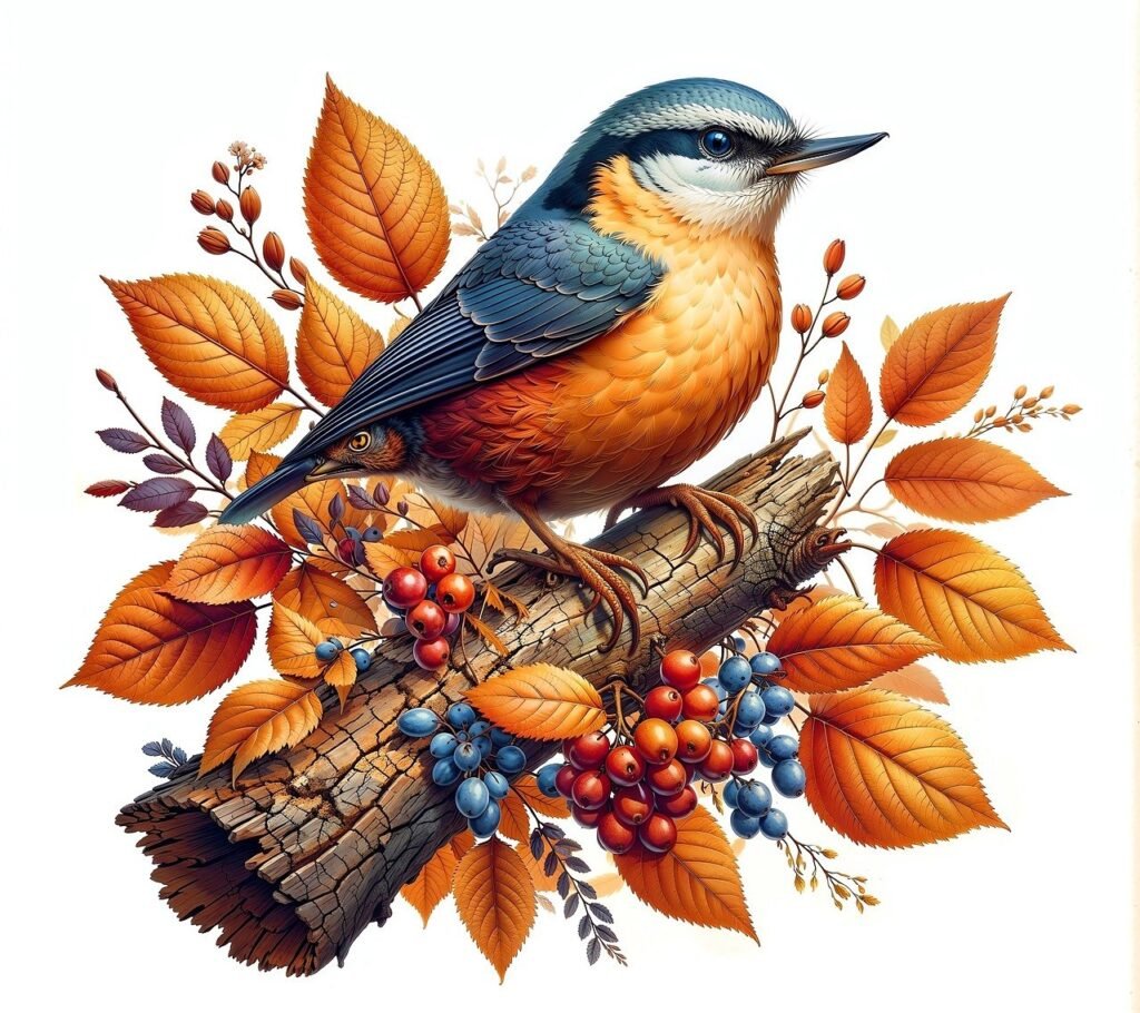 nuthatch, bird, fall